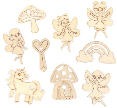 Baker Ross AX912 Mini Forme da Fata in Legno - Pacco da 72, Prodotti d’Artigianato in Legno per Progettare, Colorare e Decorare i Biglietti d’Auguri e Altri Oggetti