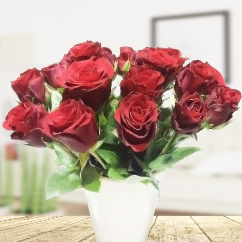 Rosen Geschenkset: 20 frische rote Rosen inklusive Keramikvase und inklusive Grußkarte # Geschenk # Geburtstag # Liebe