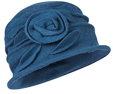 XINCHIA Chapeau en feutre de laine pour femme avec cloche florale Fedora Melon Chapeau d'église vintage tendance Hiver Chapeau en cloche déformable en seau Doux Chaud Bonnet en dôme Chapeaux de soleil