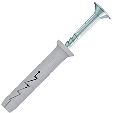 M8 Chevilles à frapper, Chevilles à clous, 8x80mm chevilles à fraisée et 4.9x85mm vis clou, chevilles murales à clouer avec tête fraisée Phillips pour béton, pierre, brique, bloc creux (100 pcs)