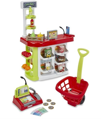 Ecoiffier Toys 1691 – Kassenausgang Supermarkt 3-in-1 mit Verkaufszubehör – Nachahmungsspiel – ab 18 Monaten
