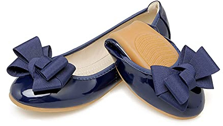 MACHSWON Women's Ballet Flats Pumps Ballerina Bow-Knot Pointed Toe Comfy Dolly Shoes(Blue, Size 4)