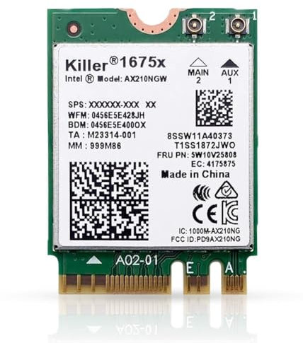 HighZer0 Electronics AX1675x Killer Series Upgraded WiFi 6E Adapter | Gaming WiFi Adapter | M.2 Wifi Card | 2.4 Gbps WiFi for PC | Supports Bluetooth 5.3 & Intel, AMD with Windows 10+, Linux (AX1675x)