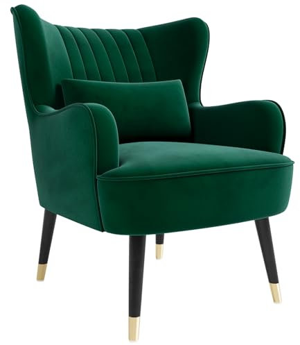 Vesgantti Ohrensessel Relaxsessel Lehnstühle Vintage Retro Sessel Polstersessel Fernsehsessel Armlehnensessel Cordsamt Grün