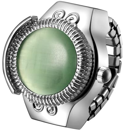 JewelryWe Ringklocka, fingerklocka, dam, analog kvartsklocka, elastisk ring, rostfritt stål, uggla, dekoration, klocka, klockring, vit, svart, röd