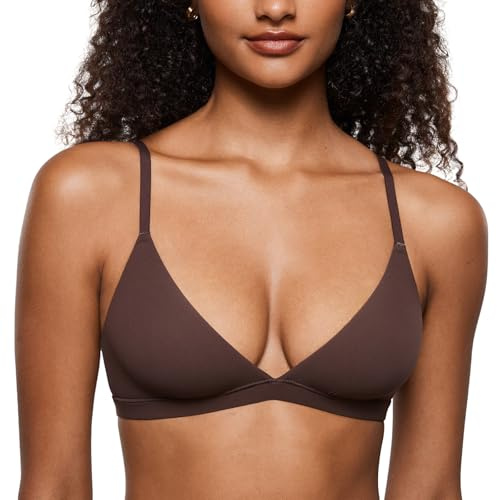 INLYRIC Women's Inbarely Soft Triangle Bralette | Unlined, Wireless, Plunge, Seamless, Comfort, Double Layer, Pull-on, Adjustable Straps, Everyday