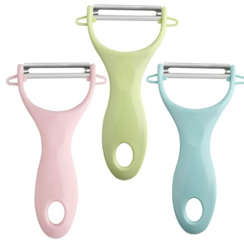 Peeler Légumes, Lot de 3 Éplucheur Universel, Econome Legumes Inox Eplucheur, Éplucheurs de Cuisine pour Fruits, Pommes de Terre, Légumes Tranchants, avec Poignée Ergonomique, multicolore