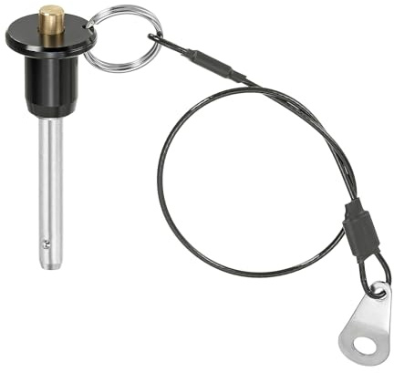 PATIKIL Spilla a Sgancio Rapido 1/4 x 1.18, Perno Bloccaggio a Sfera Acciaio Inossidabile 304, Perni Posizionamento Sicurezza con Pulsante, Cavo Sicurezza da 25 Cm (6 x 30mm)