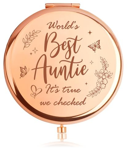 Yilousy Auntie Gifts, Gifts for Auntie, Best Auntie Gifts, Auntie Gifts from Nephew, Compact Mirror for Auntie, Presents for Auntie, Auntie Birthday Gifts, Auntie for Auntie
