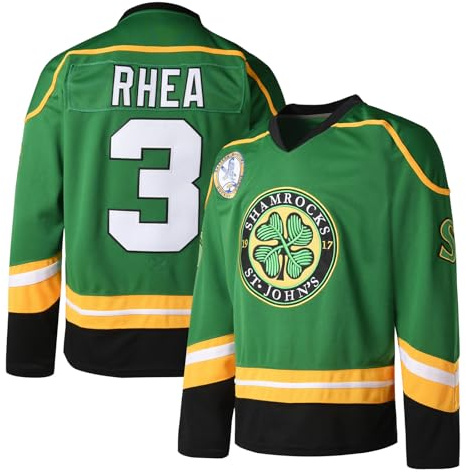 Maillot de hockey Ross The Boss #3 Rhea pour hommes St John's Shamrocks avec patch EMHL, vert, Taille M