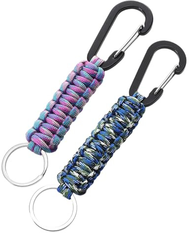 JUKOTA 2 PCS Porte-Clés en Paracord avec Mousqueton,Mousqueton Personnalisé avec Corde de Camouflage Tressée pour Hommes Femmes,pour Clés,Extérieur,Camping,Pêche,Sac à Dos