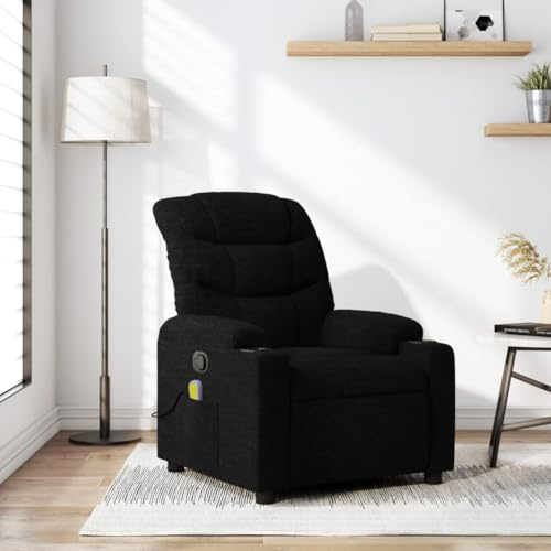 QJBSAVVA Fauteuil de massage relaxant - Noir - Fonction allongée à 135° - Massage vibrant à 6 points - 75,5 x 93 x 99,5 cm - Tissu pour salon et chambre à coucher