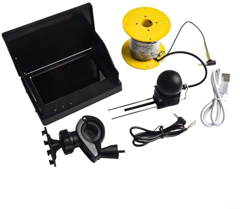 Yuanpgky Buscador de peces de pantalla IPS HD de 4.3 pulgadas 12-25 V con cámara gran angular de 220°, batería de 6000 mAh, cable de 30 m para pesca subacuática, hielo, río, mar, (20 m)