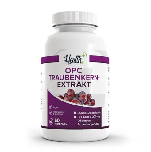 Zec+ Health+ OPC Traubenkernextrakt - 120 Kapseln mit 200 mg reines OPC Pulver mit 50% OPC Gehalt, hochdosiert, Premium Qualität aus französischen Trauben, Made in Germany