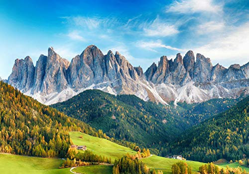 wandmotiv24 Fototapete Landschaft Berge Wald Bäume, XXL 400 x 280 cm - 8 Teile, Wanddeko, Wandbild, Wandtapete, Gebirge Dolomiten M6187