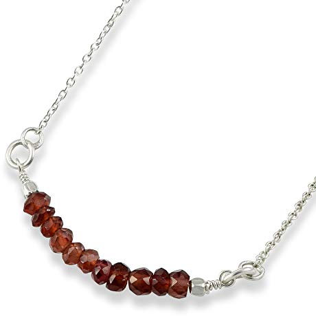 Granatkette Halskette Januar Geburtsstein Halskette Granat Bar Halskette Sterlingsilber Granat Geschenk für sie Granat Perlenkette 40 cm Granat Rondelle facettierte Halskette