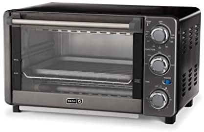 Dash Express Toaster Oven - Space-Saving Countertop Design - Versatile Use with adjustable temperature dial & Quick Heat-Up System - Dishwasher Safe Accessories - Bake, Broil & Toast - Black