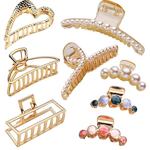 Pinzas Pelo Mujer 8 Piezas Clip de Garra Antideslizante Medio Grande Pinzas para el Pelo Plástico Metal Garra de Pelo Clips Hebillas de Pelo Clips Pelo Para Mujeres Perfecto para Todo Tipo de Cabello