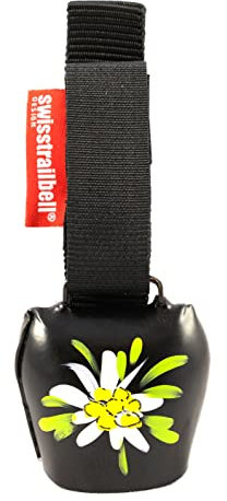 swisstrailbell® Deep Black mit Edelweiß, Fahrradklingel, Trailbell, Signalglocke