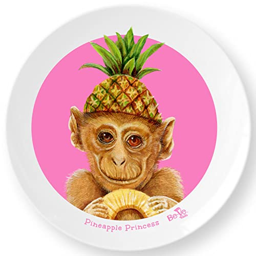 Interactive, Fun and Educational. Meet Pineapple Princess a Life-like 10 Monkey Plate for Children. Made in the USA, BPA-Free, Durable Unisex Kids & Toddler Animal Dishes Gifts Picnics