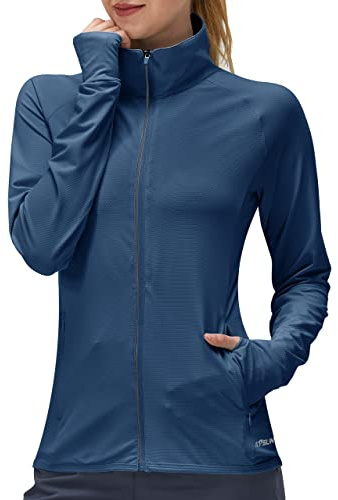 KPSUN Vêtements de protection solaire UPF 50+ UV à manches longues pour femmes, légers, avec fermeture éclair, pour l'athlétisme, la randonnée, veste d'extérieur SPF