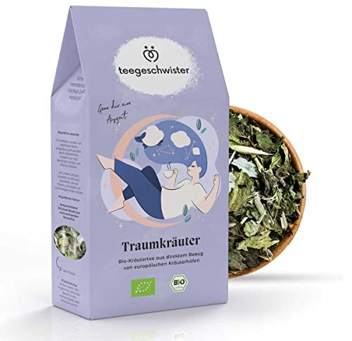 teegeschwister | Traumkräuter | Bio Gute Nacht Tee | Mit Melisse Hopfen und Lavendel | fairer Direkthandel mit kleinen Kräuterhöfen | 55g