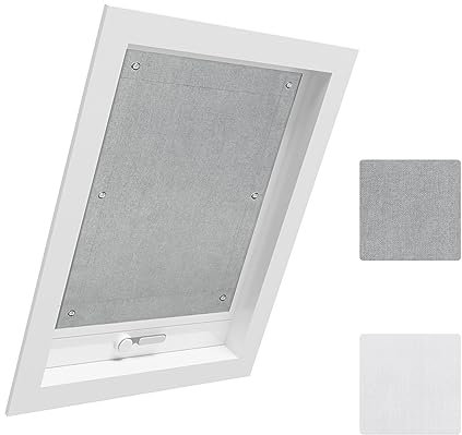 WOLTU Thermo Dachfenster Rollo ohne Bohren Sonnenschutz Verdunkelungsrollo mit Saugnäpfen, Thermorollo Hitzeschutz für Velux- und Roto-Fenster Y85 / 085, Grau 96x100 cm