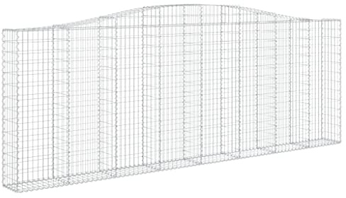 vidaXL Arched Gabion Basket 400x30x140/160 cm - Durable and Corrosion-Resistant Galvanised Iron Construction - Ideal for Outdoor Landscape Enhancement.