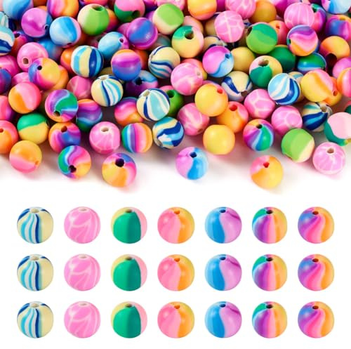 Spritewelry 140Pcs 8mm Polymer Round Multicolor Loose Beads for DIY Crafts Jewelry Making (Mixed Color-Ball)