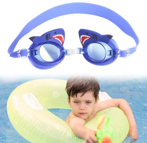 WJRQD Schwimmbrille für Kinder, Antibeschlag, Verstellbar, Alter 3-12 Jahre, Modern, Blau, Anti-Beschlag, Süße Form, Weiches Silikon, Anti-Beschlag-Gläser, Verstellbares Kopfband, Angenehm zu tragen