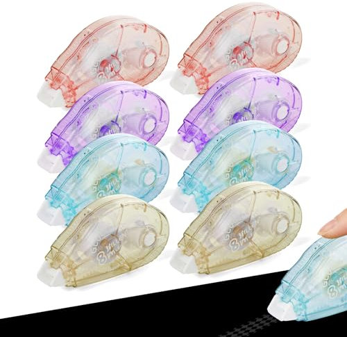 vsshe 8 Stück Fotokleber Doppelseitig Selbstklebend Kleberoller, Kleberoller Maus Stempelzubehör, scrapbook zubehör fotoalbum selbstklebend für Scrapbook, Fotos, Basteln, Sammelalbum (8mm x 8m)