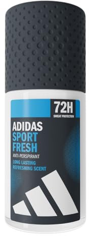 adidas, Sport Fresh Deodorante Roll-On Antitraspirante Uomo, Profumo Fresco, 72 Ore di Protezione dal Sudore, Delicato sulla Pelle, Formula Vegana, 50 ml