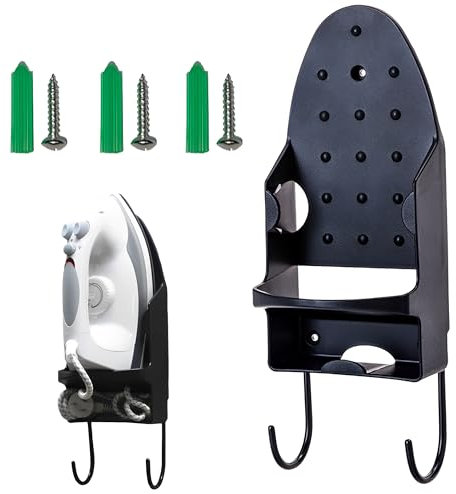 DXIA Support pour Planche à Repasser, Cintre de Repassage, Support Mural pour Planche à Repasser, Organisateur de Rangement pour Planche à Repasser pour la Buanderie, l'hôtel, la Maison, Noir
