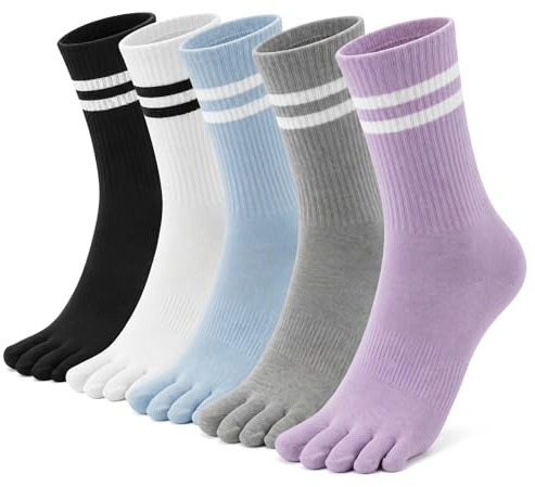 5 Pairs Toe Socks for Women,Tennis Socks, Cotton Five Finger Sport Running | UK 3-8, Breathable Hiking Socks, for Daily Life, Fitness,Yoga,Hiking,Workout