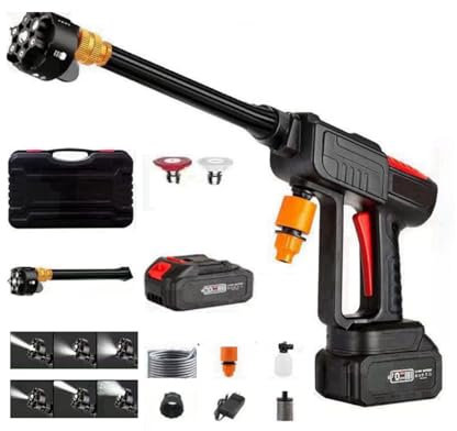 Idropulitrice a Batteria 652 Psi Con 2 Batterie Ricaricabili, Ugello 6 in 1, Tubo Da 10 M, Serbatoio Schiuma E Valigetta, Idropulitrice Elettrica Portatile Per Auto, Terrazza E Giardino