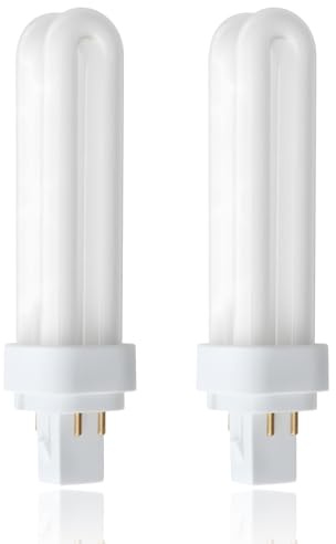 2 Pack Compact Fluorescent Lamp 1200LM 4000K Natural White PLC Light Bulbs 4 Pin 220V 18W G24q-2 Bulb 2U Double Tube Energy Saving Lamp Non-dimmable for Kitchen Porch Corridor Bathroom Office Living