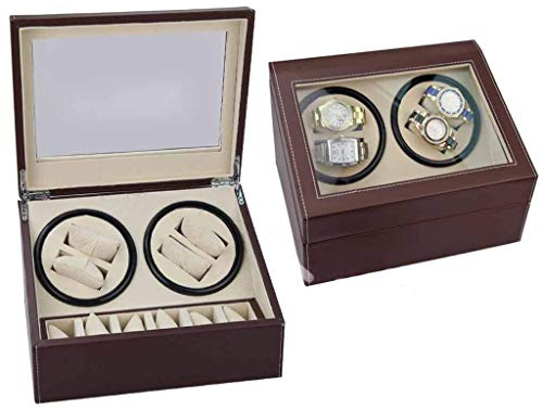 GIQKDZNUO Cajas enrolladoras de Relojes Caja enrolladora de Relojes automática Caja enrolladora de Relojes de Cuero Caja de Almacenamiento 4+6 Estuche Organizador de Relojes silencioso