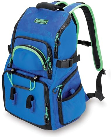 AKAMI MR20 Zaino Rigido da Pesca con Scatole Porta Accessori – Schienale Imbottito, Tasche Multiple, Cerniere Rinforzate