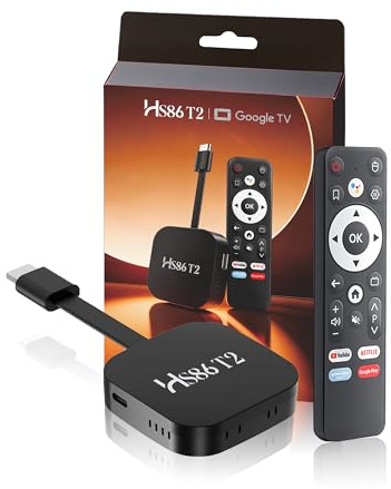 H86 PROT2 TV Stick Android Box 4K Ultra HD Dispositivo di Streaming, Android 14.0 TV Stick Box 2 GB 16 GB HDR10 2.4G/5G WiFi 6 BT 5.0, HD Smart Lettore multimediale in Streaming e Telecomando Vocale