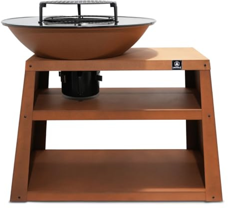 Brasero Plancha avec Meuble Intégré | Acier robuste, brasero plancha multifonction, meuble intégré, plan de travail, rangement, accessoires et housse incluse