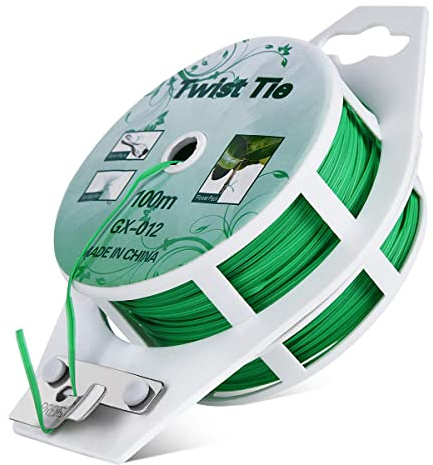 Twist Ties - All-Purpose Coated 328feet Garden Plant Ties with Trimmer Garden Twine Support Ties Reusable for Gardening Plants Growth and Care, Office Home Cable Organization (Green)
