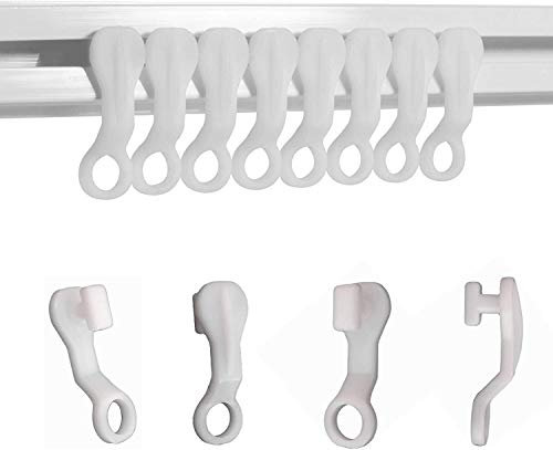 Plastic 50 Pieces White Glider Hooks for Ceiling Curtain Track Easy Fit Strong
