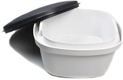 TUPPERWARE Thermo-Duo Siebservierer 2,25 L schwarz weiß Warmhalten Warmie Tups