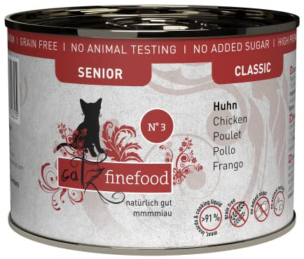 catz finefood Senior N°03 Nourriture Humide pour Chat au Poulet – Nourriture Humide de qualité supérieure pour Votre Chat Senior – sans céréales, sans Sucre, Haute teneur en Viande, vitamines et