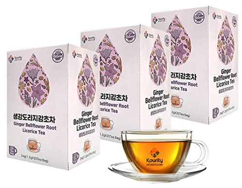 3 Pack Organic Ginger Bellflower Root Licorice Tea 1.2g x 20 Tea Bags Natural Ingredients Herbal Support Healthy Digestion
