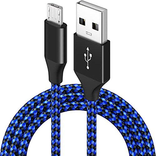 BIBTIM Micro USB-kabel 3M, USB 2.0A hane mikro parkabel, Android micro USB-kabel dataöverföringshastighet 480 Mbps, kompatibel med Samsung Galaxy S7 S6, Sony, LG, PS4