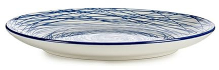 Vessia Plato Llano Rayas Porcelana Azul Blanco 6 Unidades (24 x 2,8 x 24 cm)