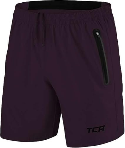 TCA Elite Tech Pantaloncini Corti Uomo Sportivi da Corsa con Tasche Laterali con Zip - Viola, XXL