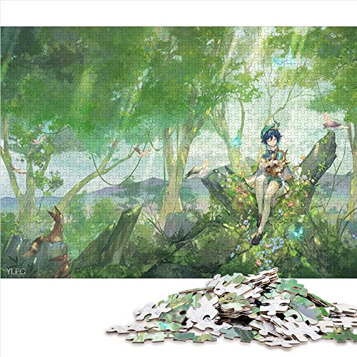 Genshin Impact Puzzle Barbatos | Puzzles 1000 pièces pour Adultes en Carton de qualité supérieure à emboîtement précis comme Cadeaux pour Toute la Famille et Les 26x38 cm