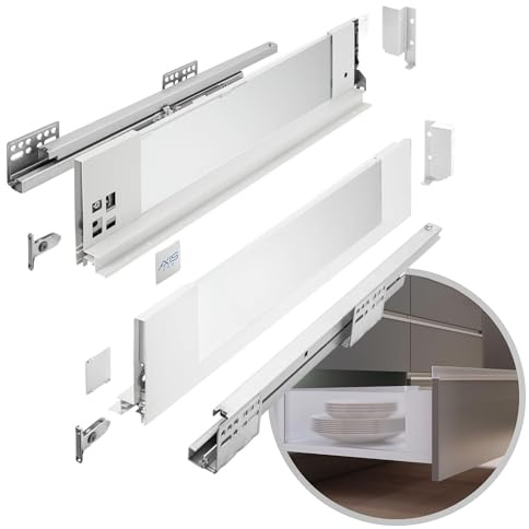 GTV – Lådsystem AXIS PRO | Låda med glassidor | Lådsystem | Höjd: 116 mm längd: 350 mm | Vit med mjölkglas